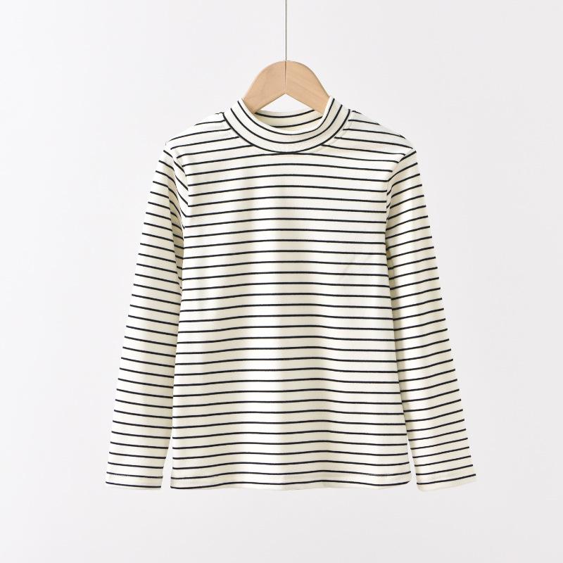 

Winter 2025 Kids Japanese Style Striped Base Layer Top with Half-High Collar [Lamuer] 120