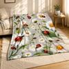 Ladybug Daisy Meadow Plush Throw Blanket Spring Garden Decor