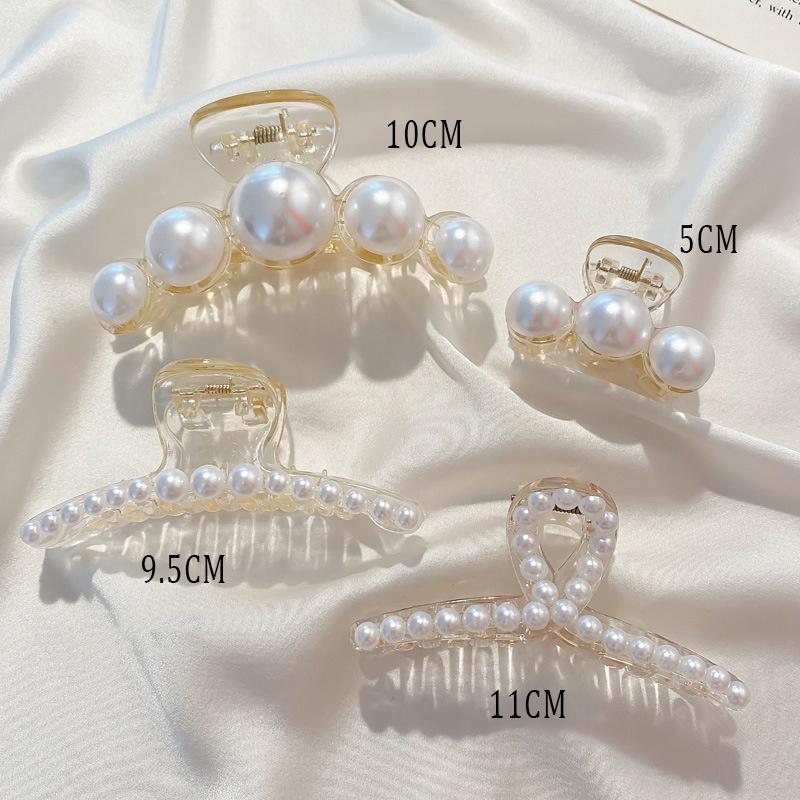 Vintage Pearl Clips Set Large Claw Korean Ponytail Big Barrettes Jaw Hairpins For Women Hair Accessories Hairgrip Gift
