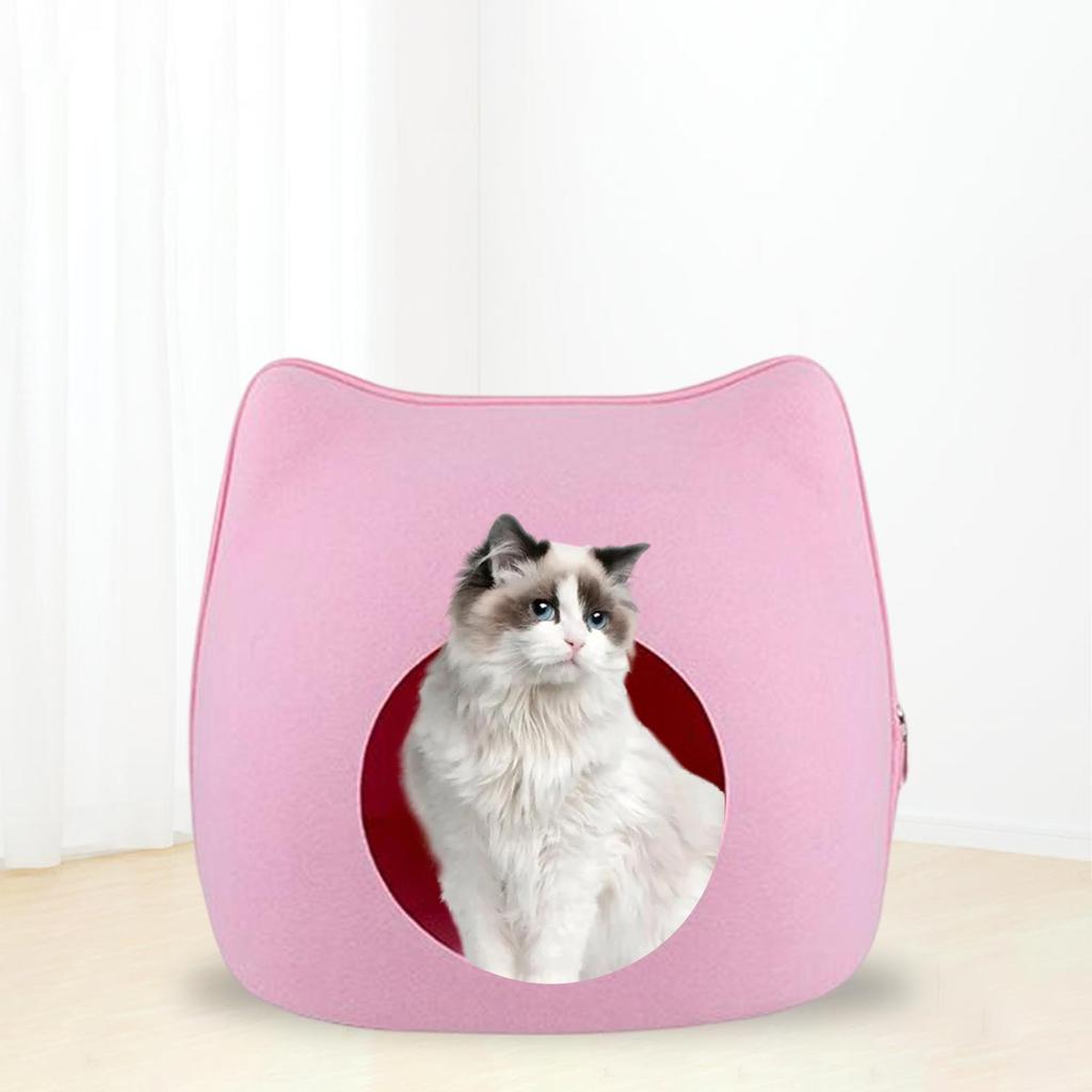 Felt Cat House Removable with Zipper Portable Indoor Outdoor Cat Tent Cats & Kittens Houses, Beds Tunnel for Cats or Small Dogs