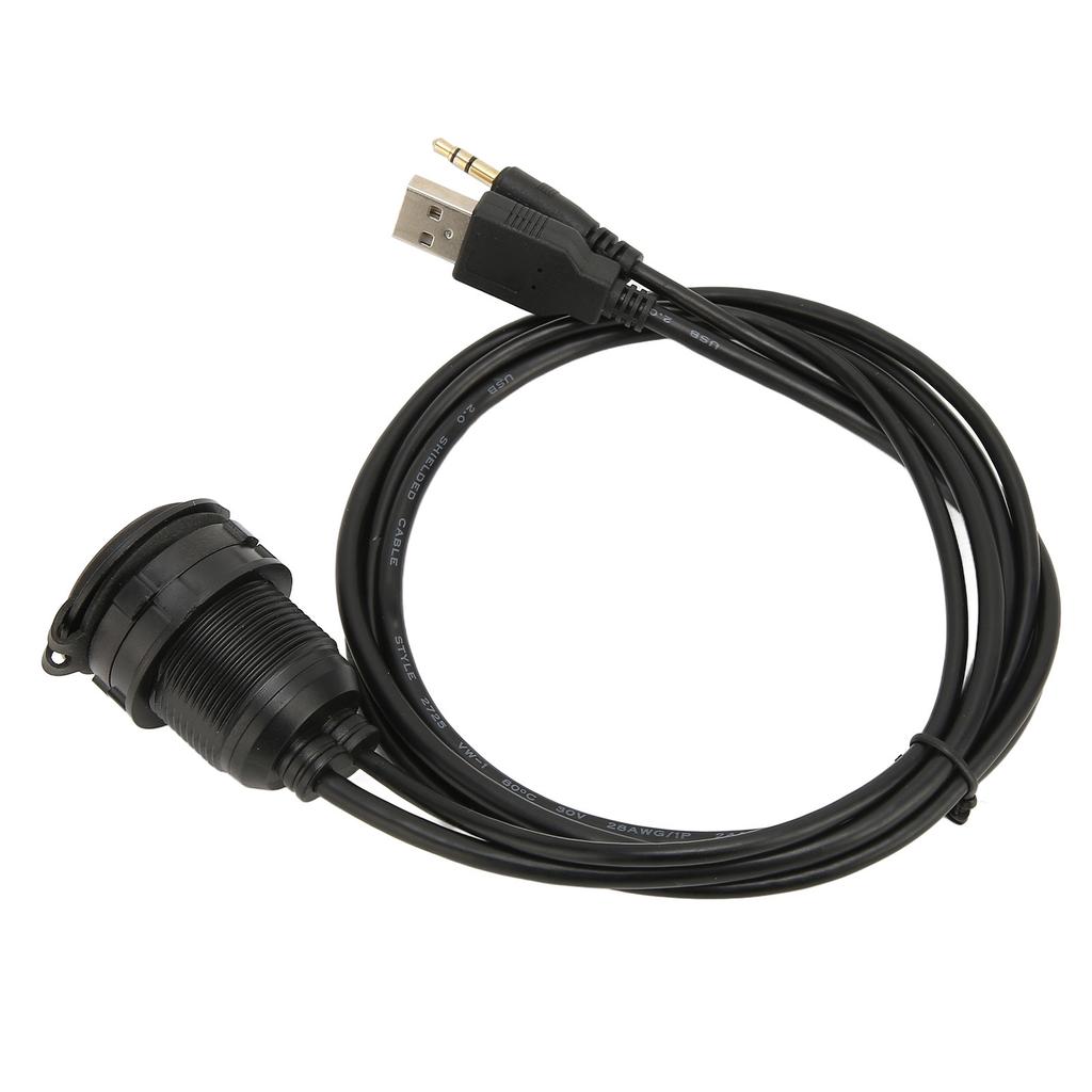 USB 2.0 3.5mm AUX Extension Cable Male Female Connection Flush Mount Extension Cable for Car Bike