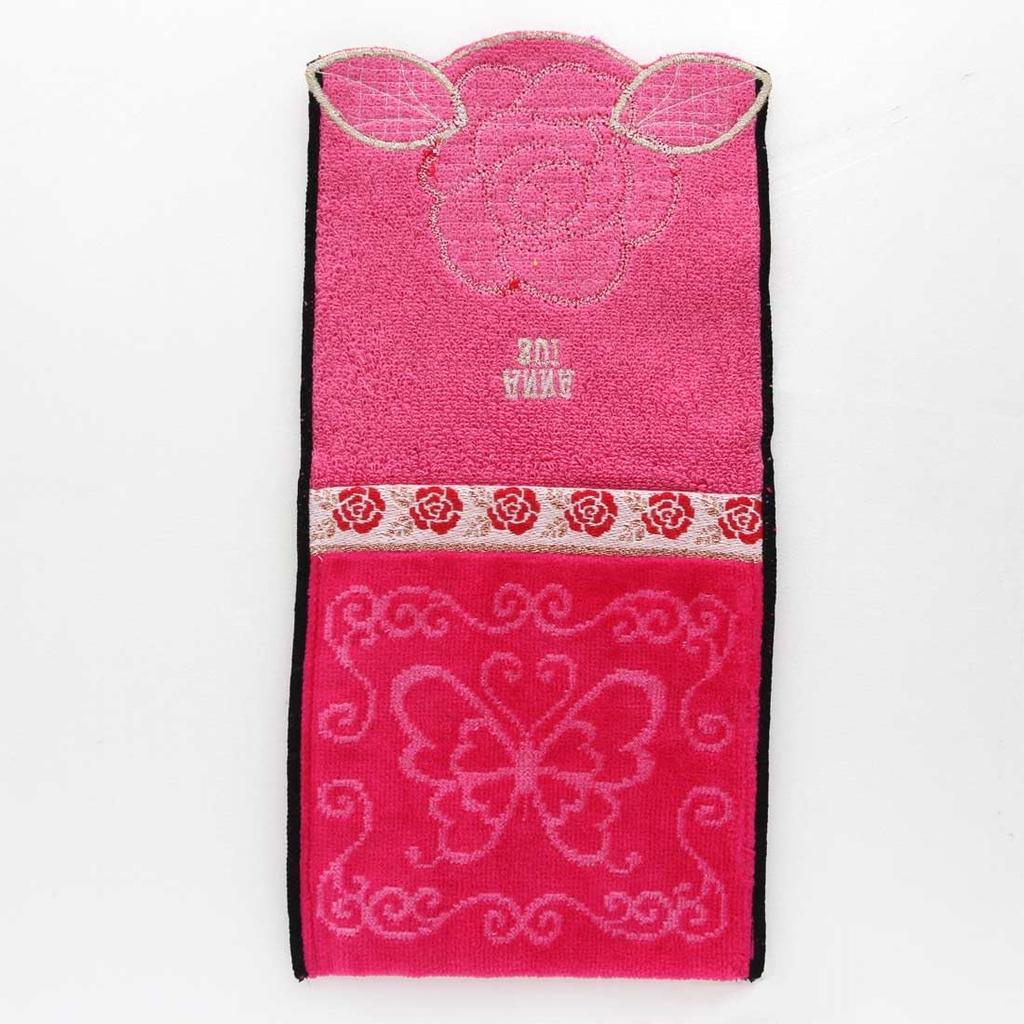ANNA SUI Pocket Towel with Rose Rose Sanitary Pouch for Hand 14 X 28 ANNA SUI Appliqué [100% Cotton] Women, Towel, Approx. Cm, 109338-0001 (Pink)