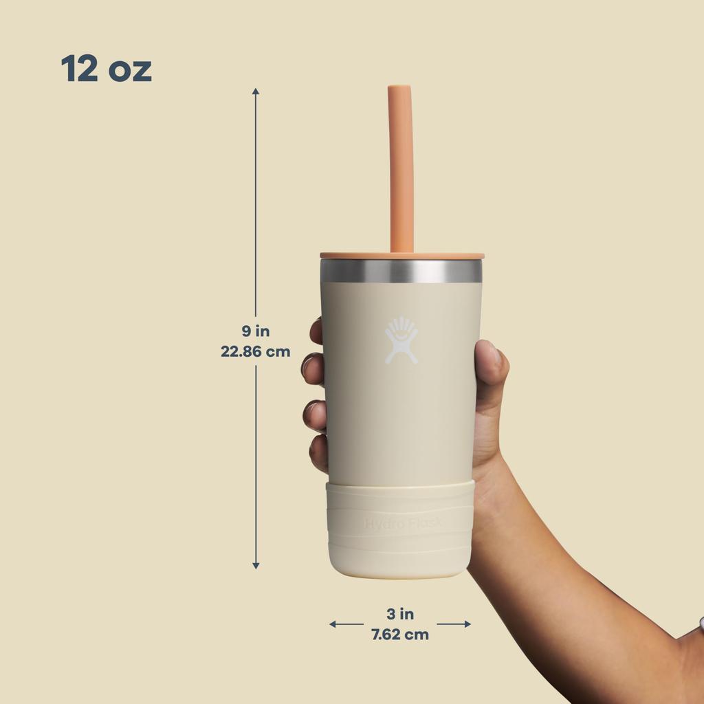 Stainless Steel Kids Tumbler with Straw Lid, 12oz (354ml), Dahlia Design, Insulated Water Bottle (Official Japanese Product)