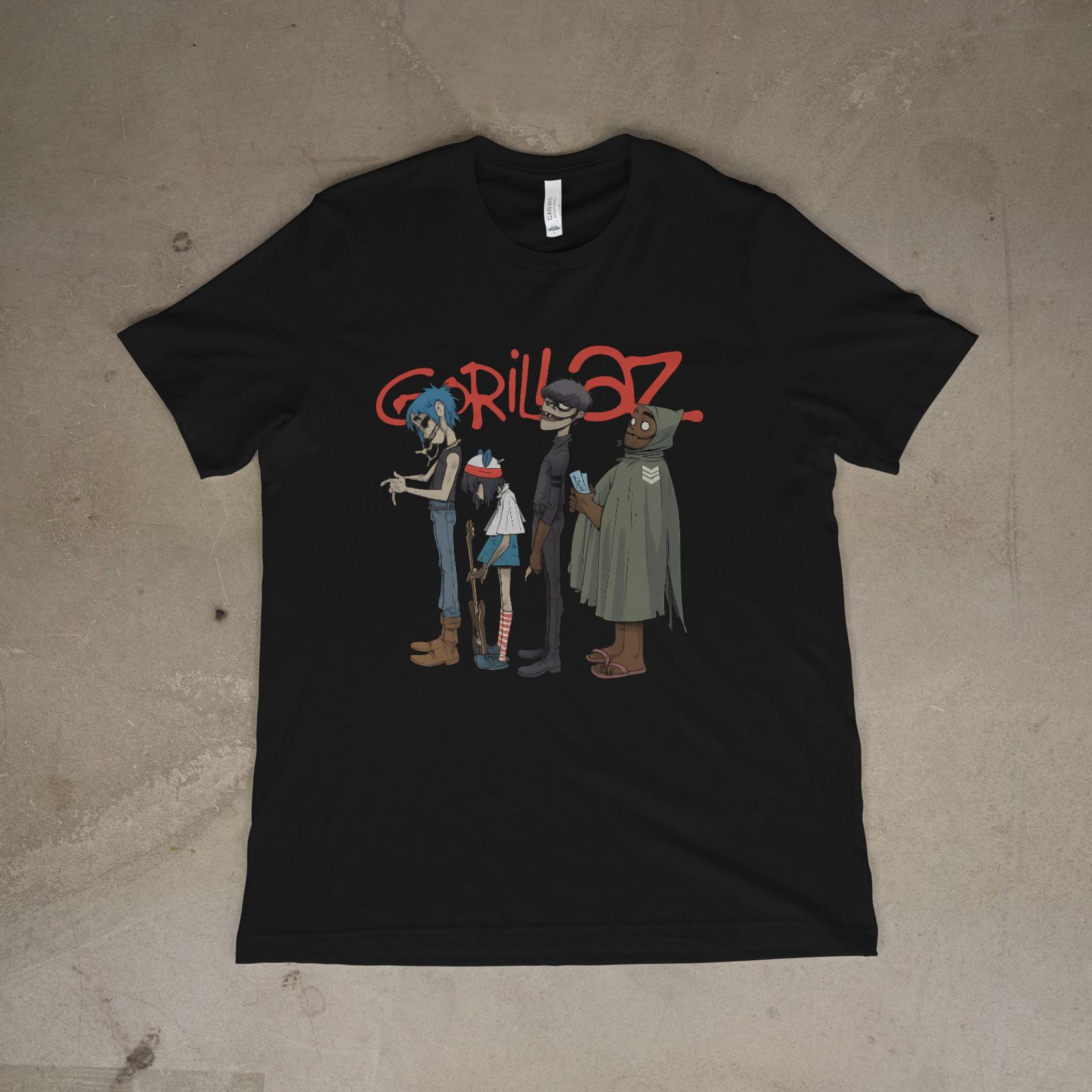 Gorillaz Cartoon Band Graphic T-Shirt Alternative Rock Anime Streetwear Tee S