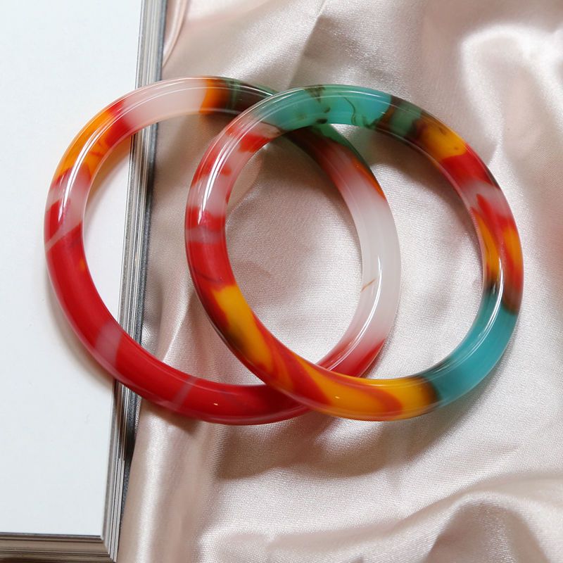 Colorful Bracelet Gobi Golden Silk Jade Chicken Blood Jade Bracelet Children's Wide Version