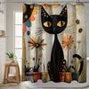 Elegant Black Cat with Colorful Dots Waterproof Shower Curtain – Perfect for Adding a Whimsical and Artistic Touch to