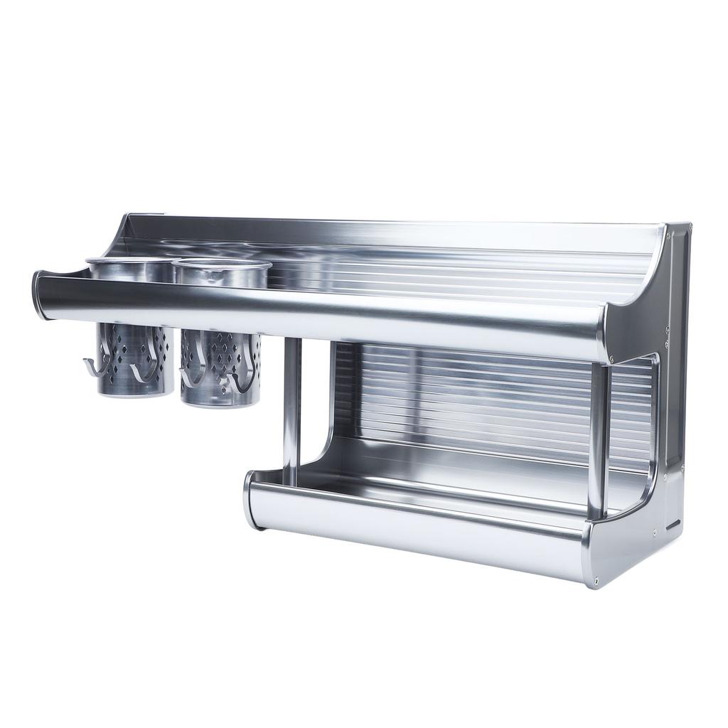 Wall Mounted Kitchen Organizer Rack Aluminum Alloy 2 Tiers Chopstick Spice Bottle Holder Storage