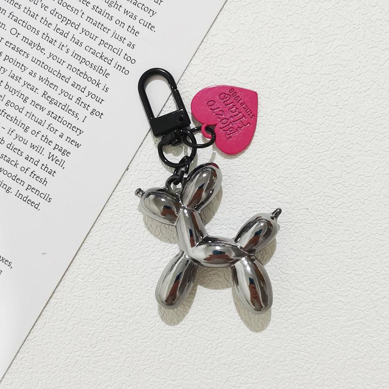 Y2K Korean Cute 3D Balloon Dog Charm Key Chain for Iphone Accessories Trendy Heart Mobile Phone Lanyard Phone Bag Decorations