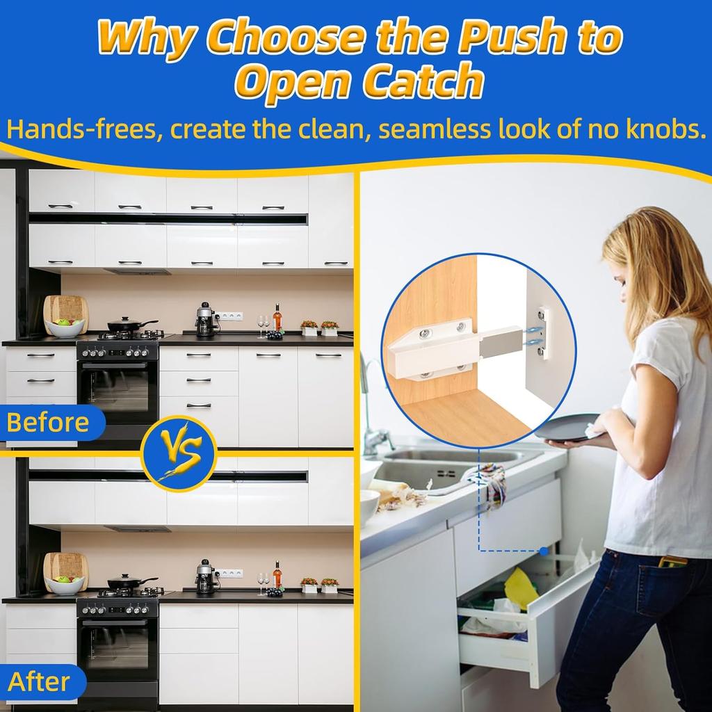 Magnetic Push Latch Press Out Latch Push to Open Cabinet Hardware Magnetic Touch Latches Push Release Kitchen Drawer Push Catch