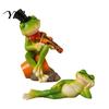 Resin Garden Statues Micro Landscape Ornament, Mini Frog Violin Playing Statue, Durable Unique Gardening Scenery Items Waterproof Hand-Painted