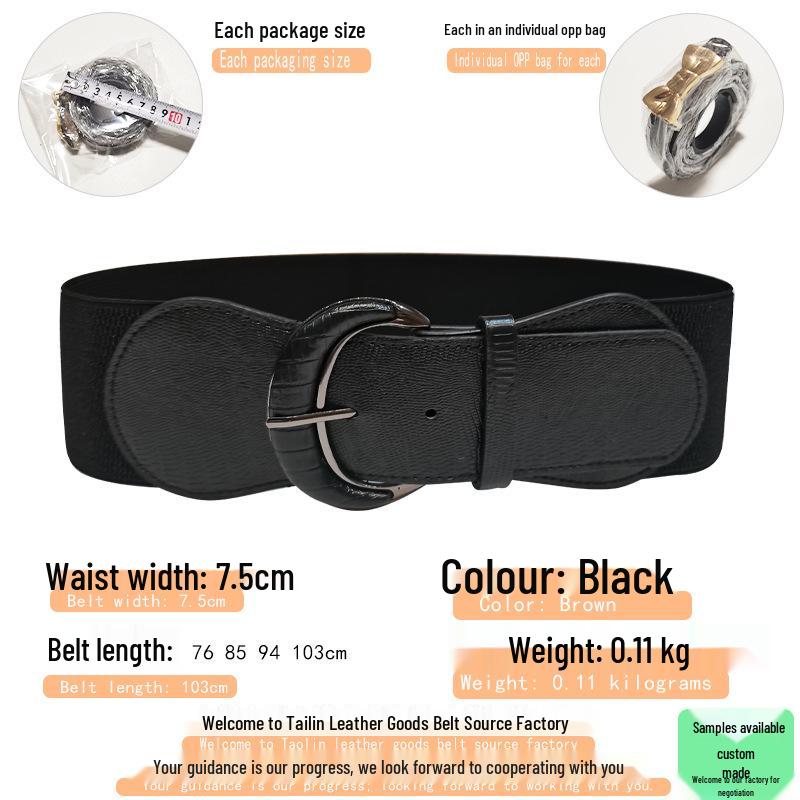 Women's Animal Print Elastic Leather Belt with Buckle