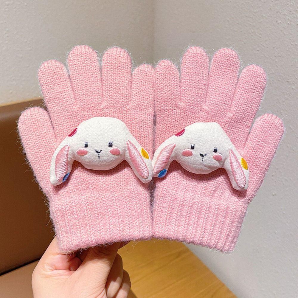 Candy Color Cute Animal Kids Knit Gloves Warm Full Finger Gloves  Riding