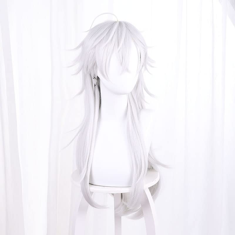 Kuzuha Cosplay Perfect for and Festivals Wig, White/Silver, Heat-Resistant, 80cm, Cosplay, Photoshoots,