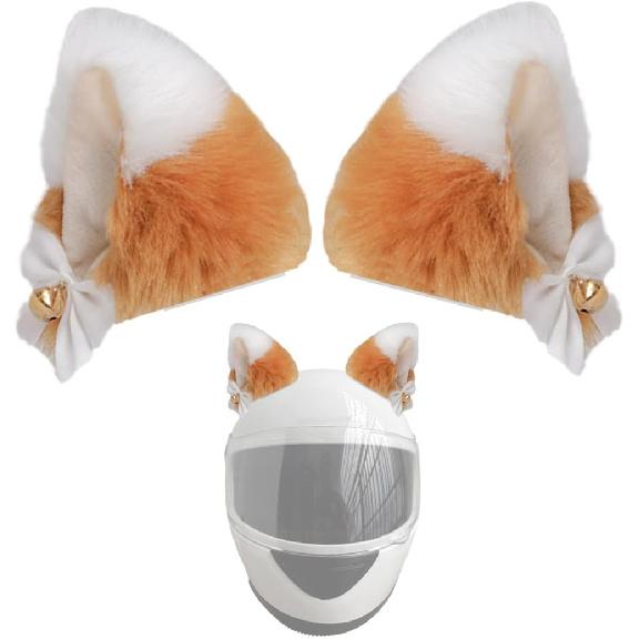 1 Pair Cute Cat Ears Helmet Decorations Helmet Accessories Plush Helmet Ears Helmet Horns Helmet Embellishments