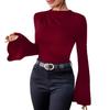 Fall Winter Fashion Solid Slim Fit Wide Leg Long Sleeve T-Shirt Top