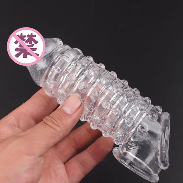 Penis Extender Cock Rings Reusable Delay Ejaculation Penis Condoms Dick Sleeve Silicone Glans Cover Enlargement Sex Toys For Men