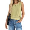 Women's Solid Color Round Neck Sleeveless Smocked Elastic Hem Casual Tank Top Basic Summer Camisole