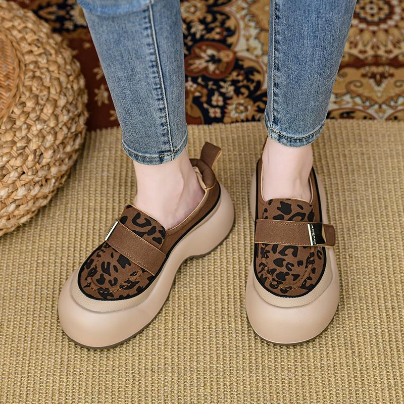 Mocasini cu platformă leopard Pantofi de piele întoarsă Pantofi sport pentru femei Balerini casual Sport Femei Brand Toamnă Alergare 2024 Tendință Confortabili Zapatilas Mujer
