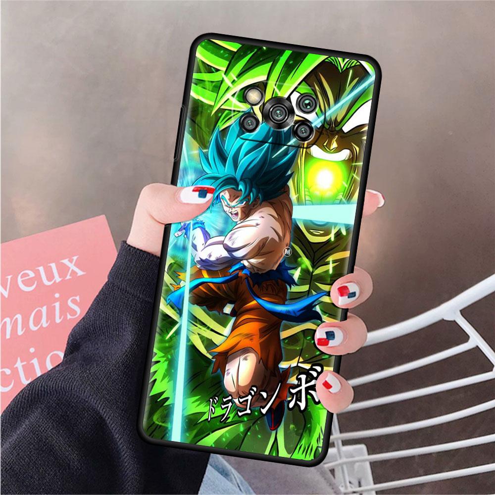Phone Case For Xiaomi Mi Poco X3 NFC X4 M4 M3 Pro F1 F4 F3 GT C40 11T 11 Lite 5G Fundas Black Cover Saiyan Brolis Anime