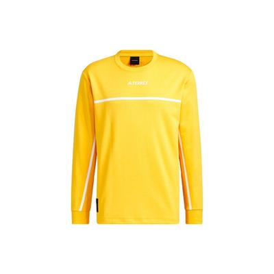 X Colaboración National Geographic Camiseta Técnica Estampado de Letras Cuello Redondo Manga Larga Camiseta Tops para Hombre Amarillo IL8977