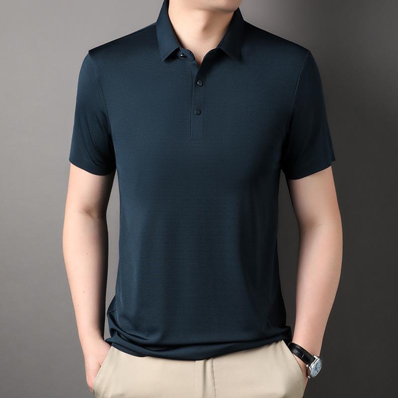 Lapel Men'S Short-Sleeved T-Shirt Medium And Green Casual Men'S Seamless Top Polo Shirt