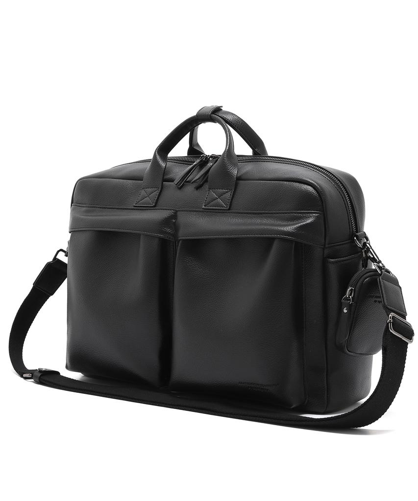 Aged Gray Shrunken Briefcase (Black)