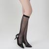 Spring/Summer Fishnet Socks: Black Ankle & Mid-Calf, Large/Small Mesh, White Calf