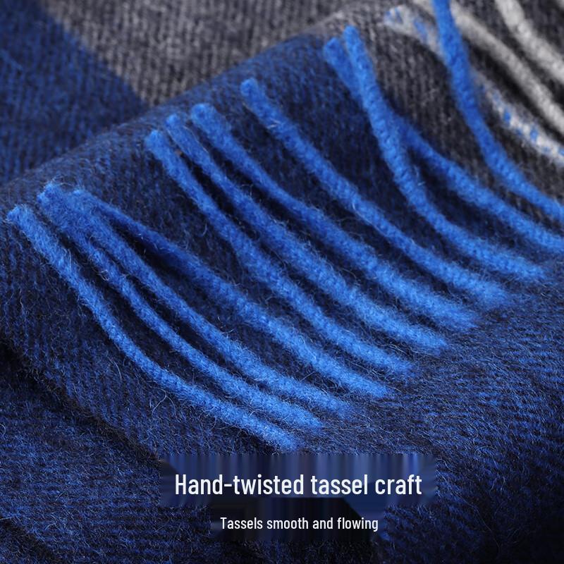 Hengyuanxiang Herren Streifenschal aus Wolle und Kaschmir