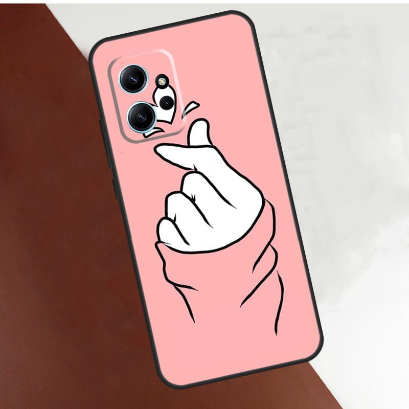 Kpop Hand Finger Heart Case For Xiaomi Redmi Note 14 13 9 10 11 12 15 Pro Plus Cover For Redmi 15 C 13C 12C 10C 14C