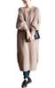 Or Japon Grande Taille Manches Longues Volumineux Coordonnés pour et Tailles Beige Robe Femme, Tricot, Côtelé, Manches, Extensible, Automne, Hiver, Printemps,