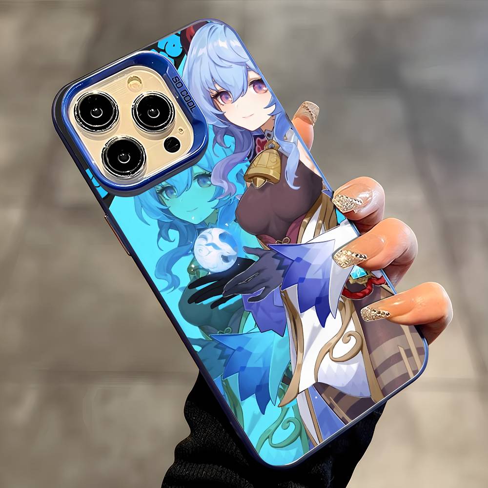 Ganyu Genshin Impact Phone Case For IPhone 17 16 15 14 13 12 11 Plus Pro Max Multicolor Aurora Laser Shockproof Funda Cover