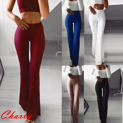 Women Fashion Solid Elasticity Leggings Bell-bottoms Pants