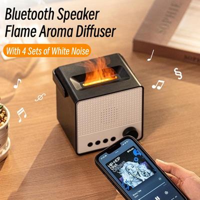 4 Weißes Rauschen Aroma Ätherisches Öl Diffusor Flammenlampe USB-Ladung Heim-Bluetooth-Lautsprecher Ultraschall-Aromatherapie Luftbefeuchter