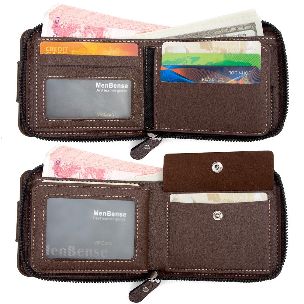Retro Men's Multifunctional Short Wallet: Business Card Holder & Coin Purse with Zipper