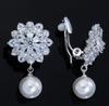 Ladies Cubic Zirconia Pearl Earrings Accessories for and Events [J's Select] Weddings, Bridal, Parties,