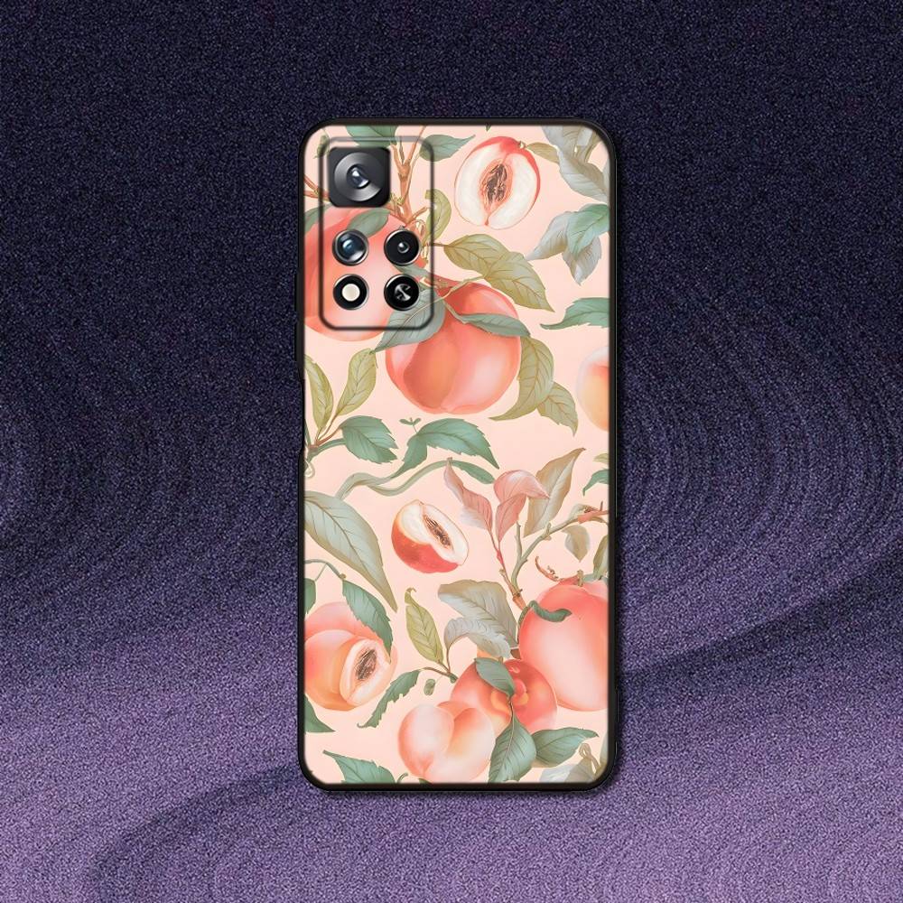 Peach Peachy Cute Phone Case For Samsung S10,S21,FE,S21,Note 20,10 S25,S24,S23,Ultra,S9,S22,Plus Soft Silicone Black Cover