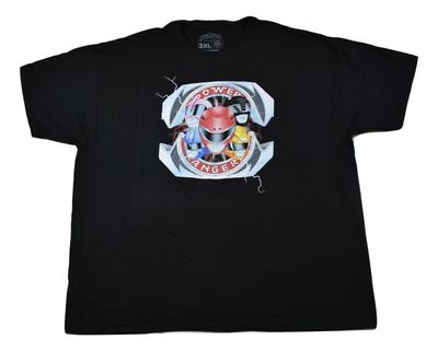 Mighty Morphin Power Rangers Mens Black Tee Shirt 3XL 4XL