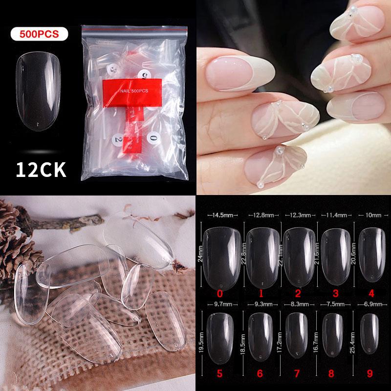 500Pcs/Bagged False Nail Tips Acrylic Practice Nail Capsules Artificial Nails Soft Gel Full Cover Coffin Nail Tips Manicure Tool