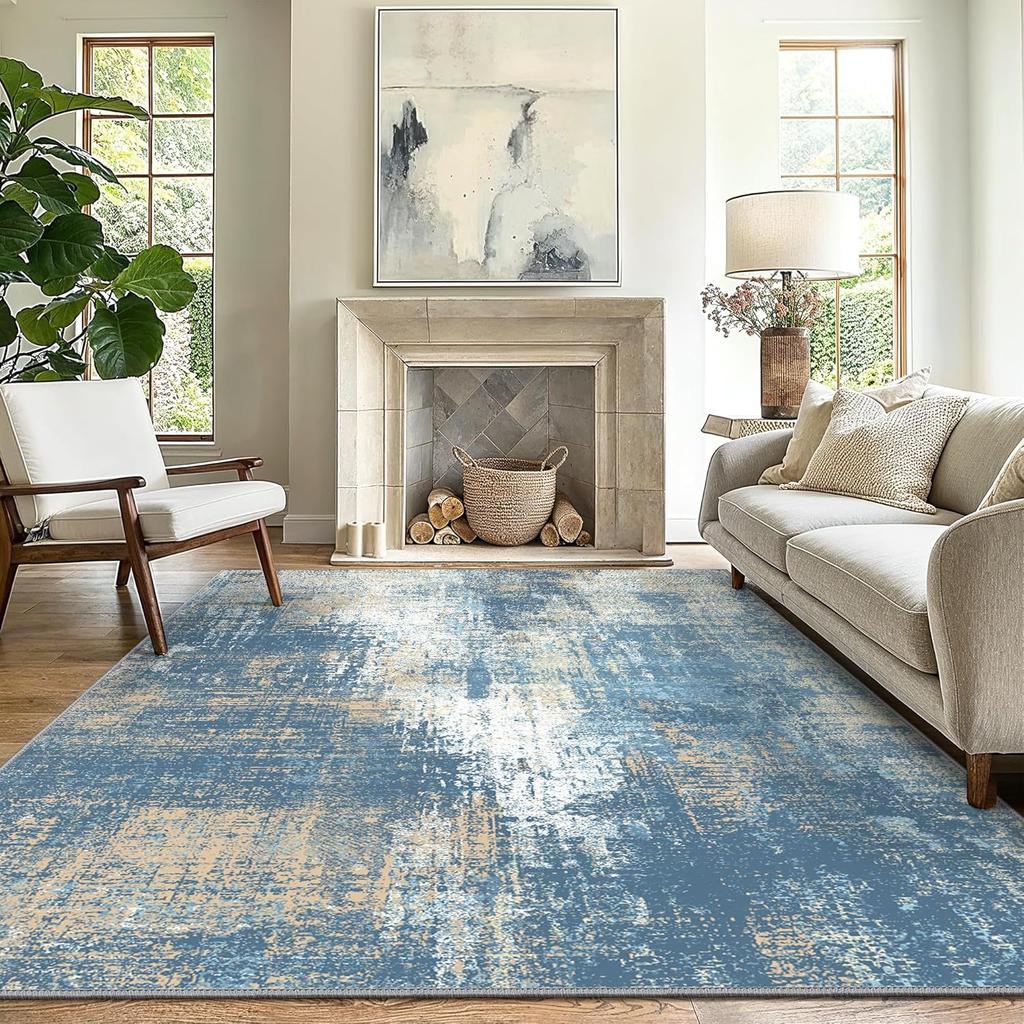 Severský Abstraktní Koberec do Obývacího Pokoje Odolný proti Nečistotám Rohožka na Balkon Koberec s Velkou Plochu a Vysokým Vlasem do Ložnice