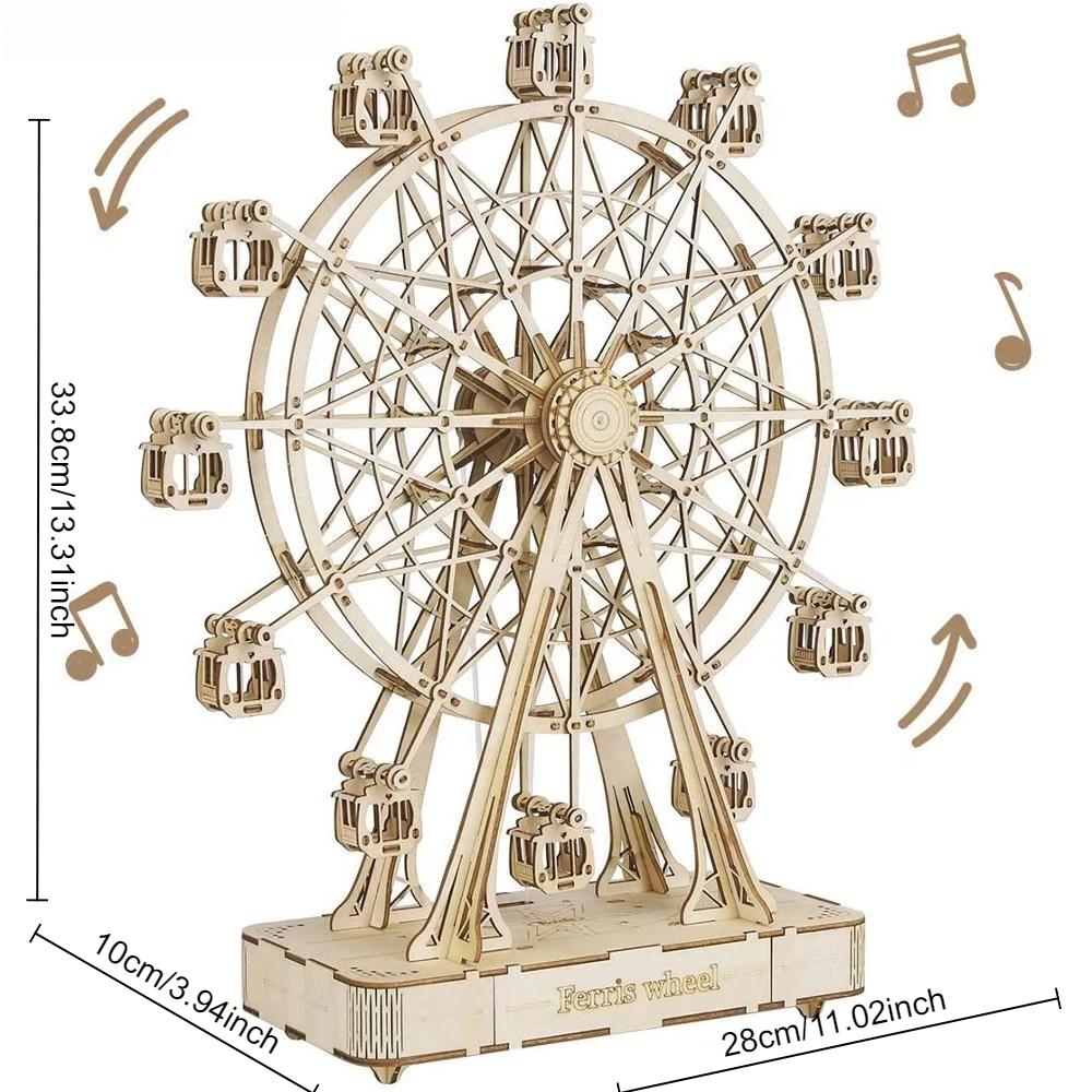 ROBOTIME Rolife Ferris Wheel 3D Wooden Puzzle Music Box TGN01