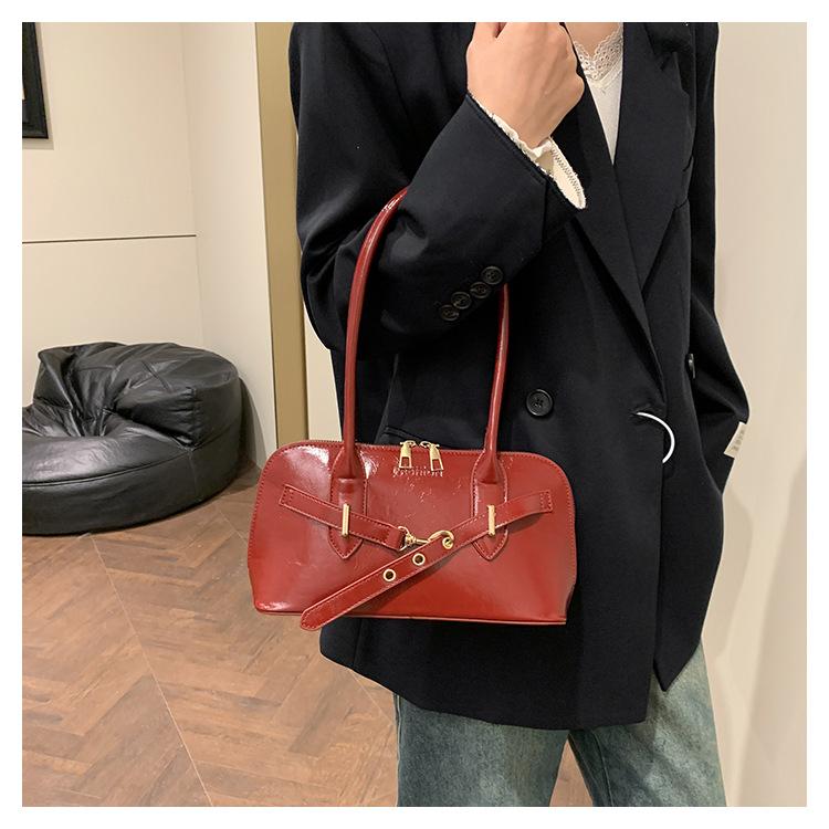 Retro Style Faux Leather Shoulder Bag for Women, Large Capacity Vintage Handbag, Trendy Commute Crossbody Bag