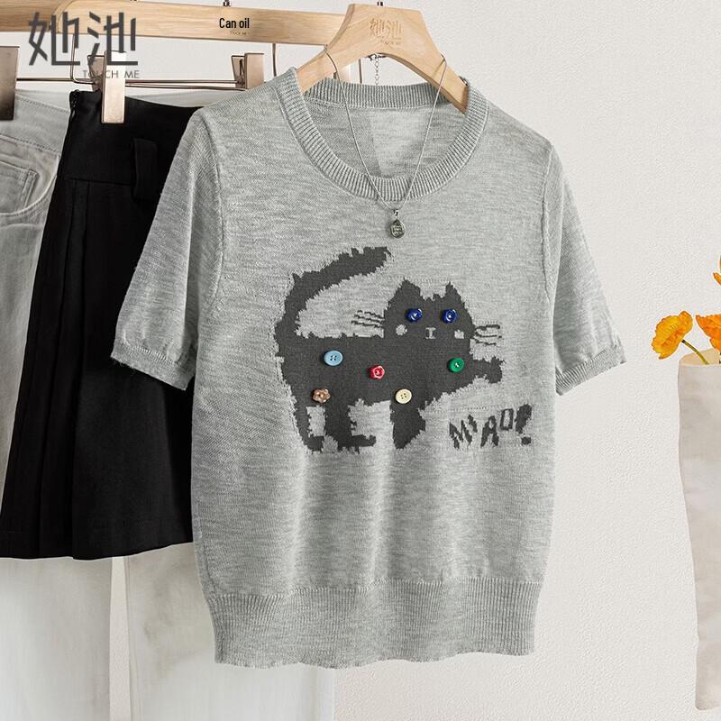 Women s Cartoon Knit Short Sleeve T-Shirt S