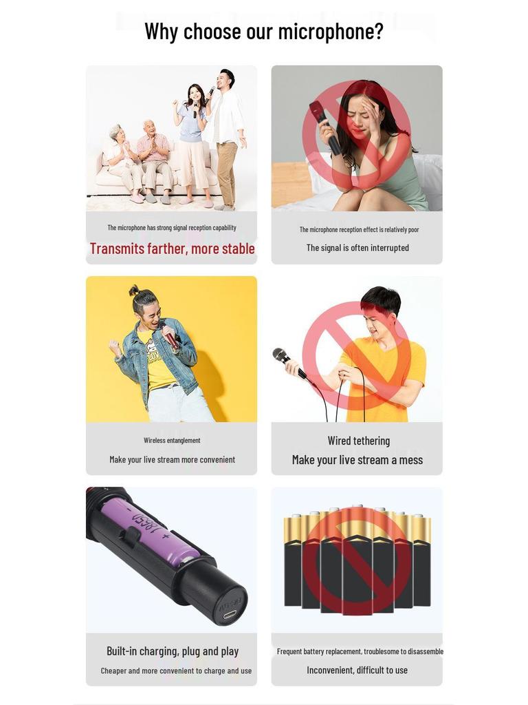 2.4G Wireless Dual Microphone & Speaker System for Home, Karaoke, Outdoor, and Live Broadcasts.