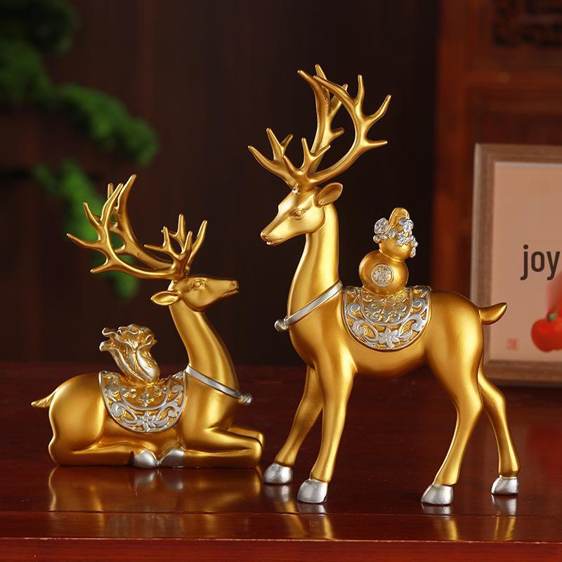 Fortune Deer Wealth-Attracting Ornament for Living Room and Cabinet – Perfect Housewarming or Opening Gift