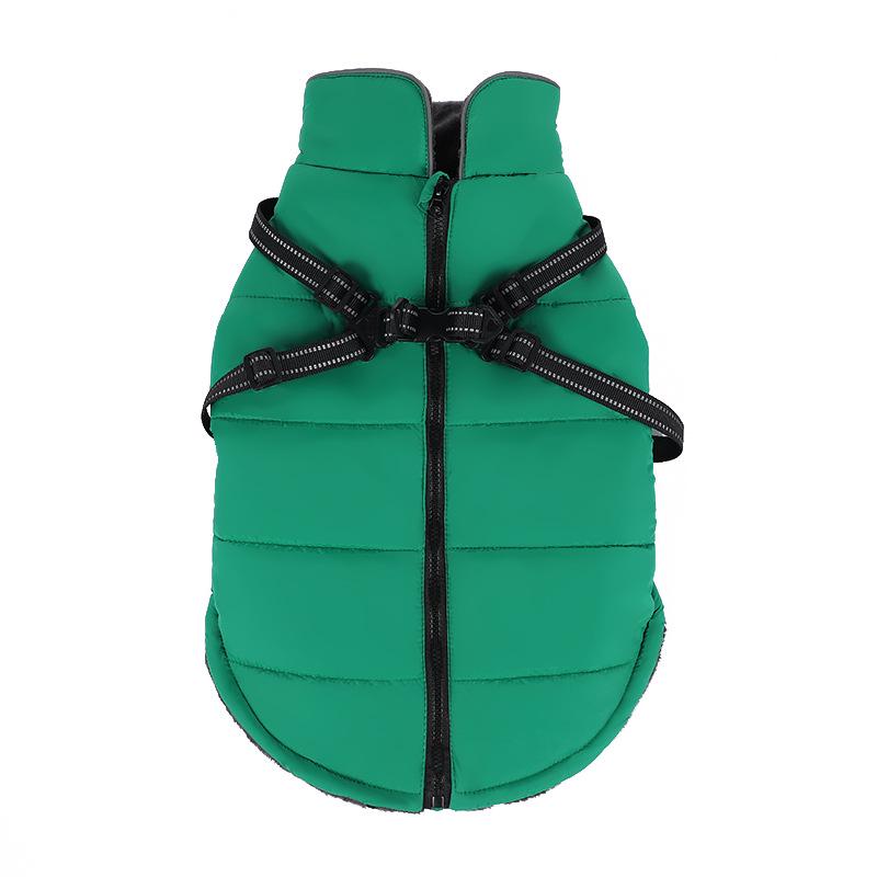 Warm Reflective Dog Coat with Harness - Thickened Cotton for Autumn/Winter