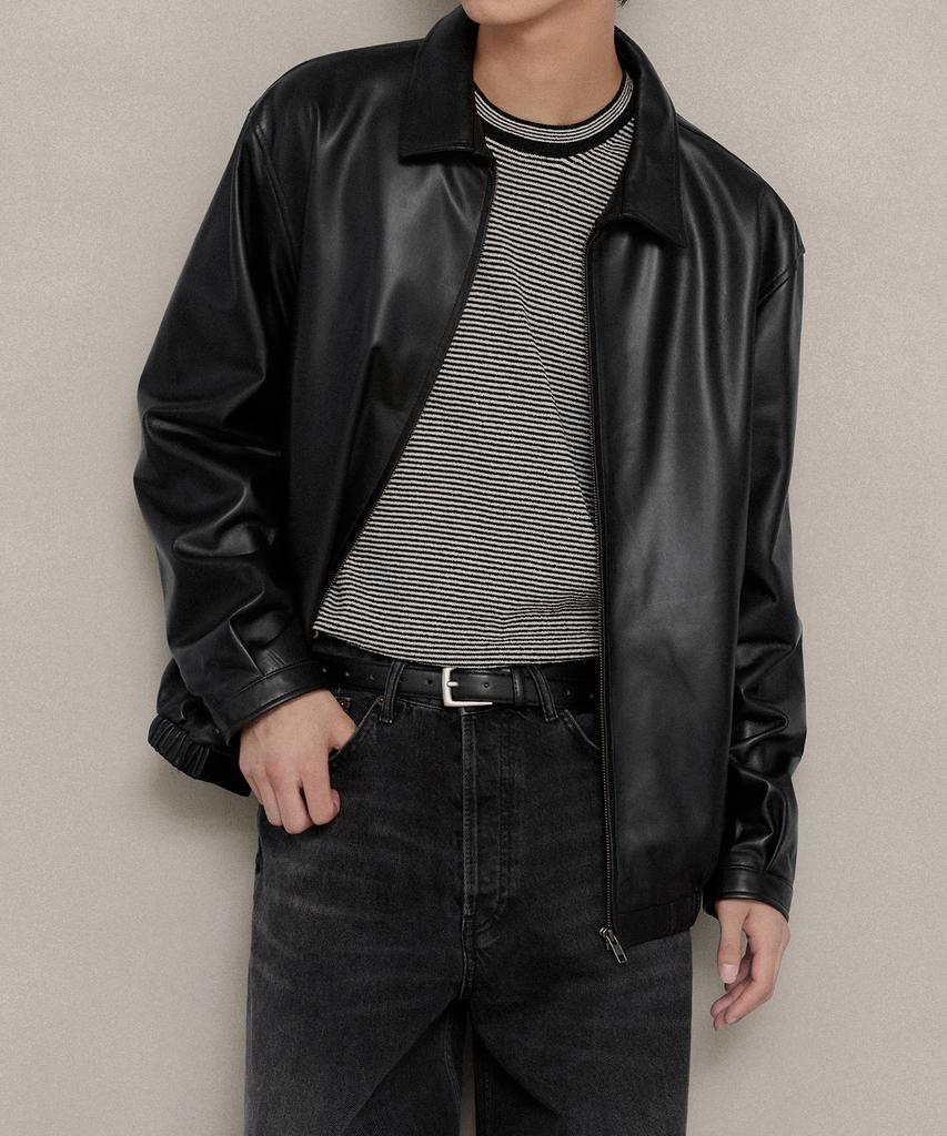 LEFTSEOUL Men'S Cow Leather Square Belt [Black]