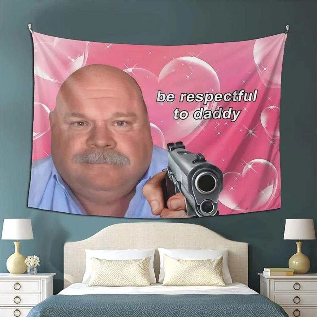 Be Respectful to Daddy Meme Tapestry Bertram From Jessie Wall Hanging Funny Room Decor for Bedroom Dorm Home Background Cloth