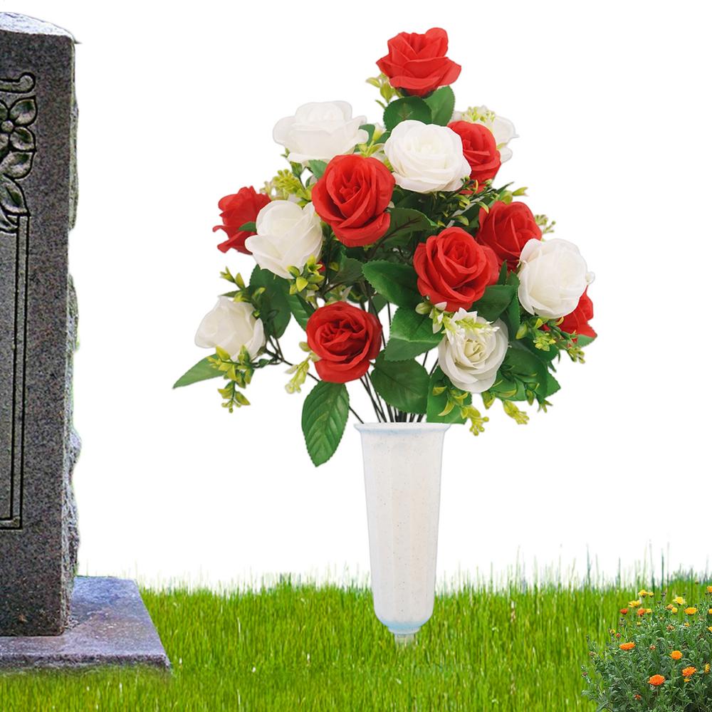 Sztuczne Kwiaty na Cmentarz Sztuczna Florystyczna Ozdoba z Palikiem do Wbijania w Ziemię Kwiaty Pamięci na Zewnątrz Wiosenny Ganek Wnętrze Ogrodu