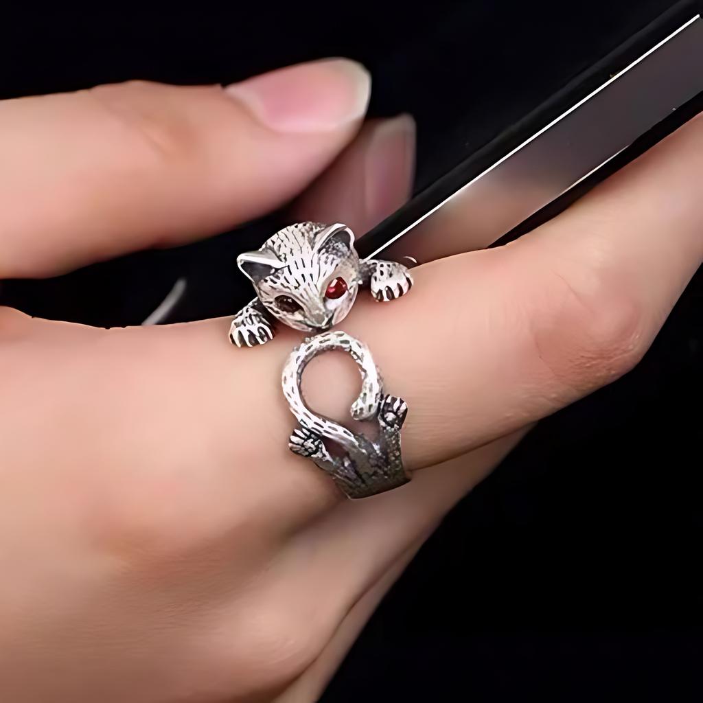 925 Silver Rings For Women Simple Vintage Handmade Adjustable Finger Leopard Ring Fashion Band Female Bijoux Gift