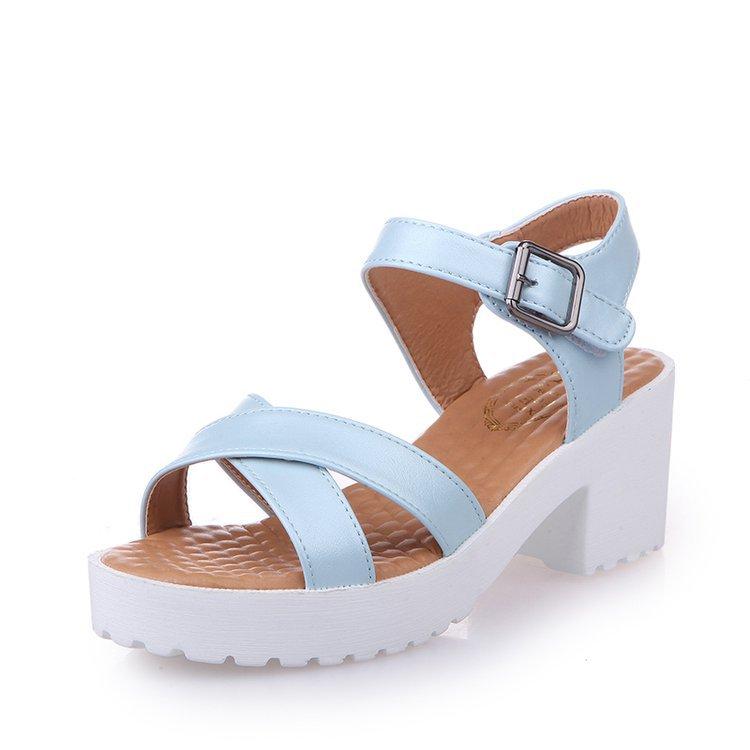 Special for thick-soled thick-heeled sandals for women, simple buckle, comfortable wedge-heeled large-size sandals 33-45